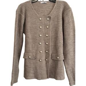 Milan Kiss Double Breasted Button Up Cardigan, Sz L